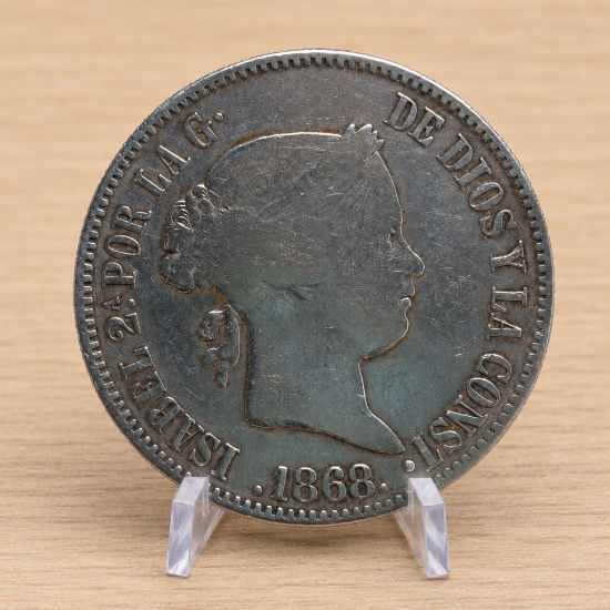 Moneda Plata 50 Céntimos de Peso 1868 Isabel II - Filipinas (Ceca Manila) MBC