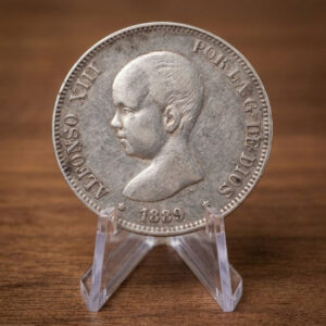 Moneda 5 pesetas Alfonso XIII “El Pelón” 1889 (18-89) – Plata